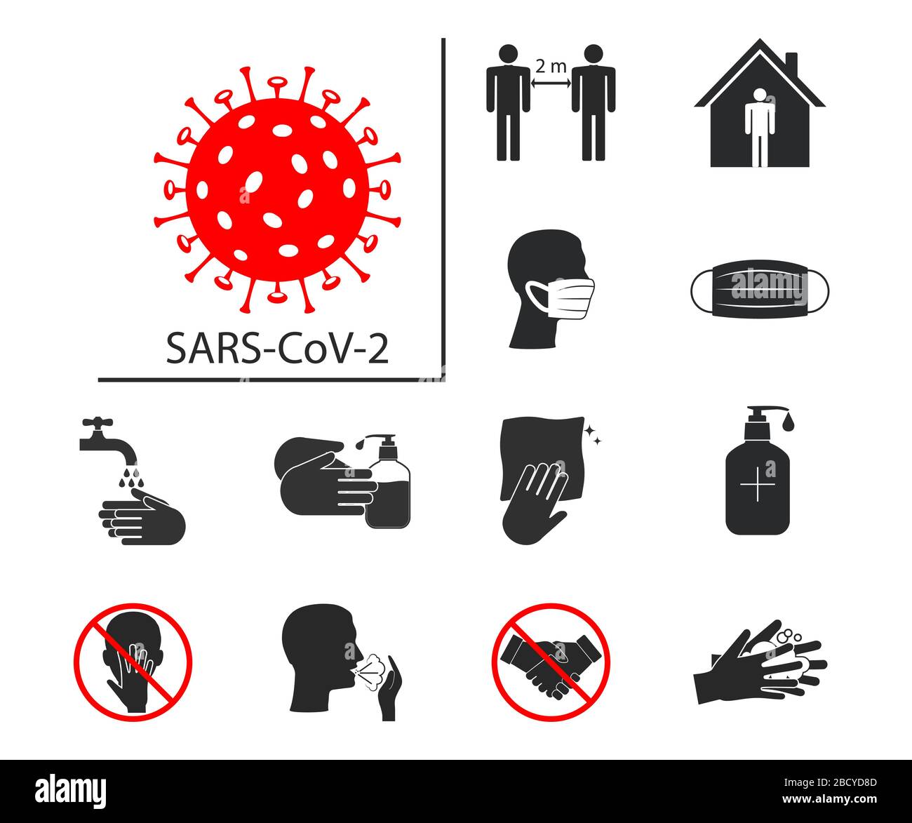 Icône de prévention de la maladie du coronavirus. Illustration vectorielle, conception plate. Illustration de Vecteur