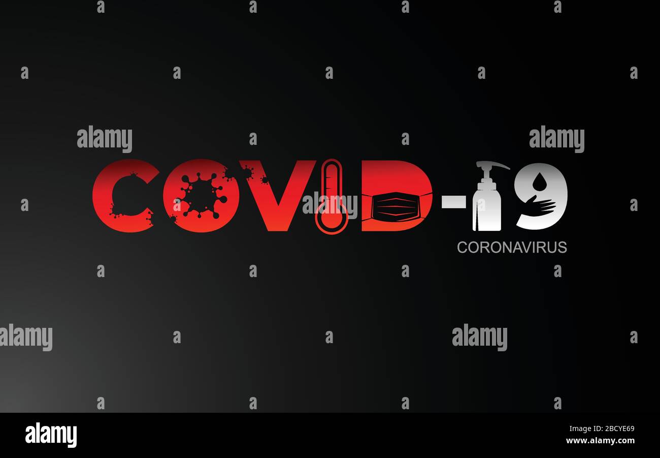 Covid-19 Coronavirus concept inscription typographie design logo, dangereux virus vecteur illustration Illustration de Vecteur