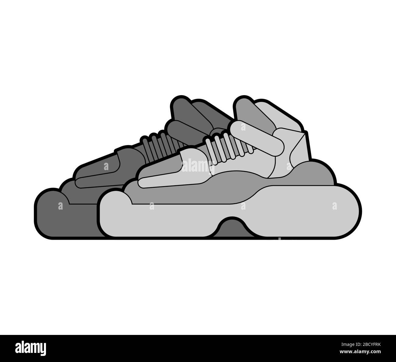 Chaussures modernes avec semelle large, isolées des baskets à la mode et solées. Illustration vectorielle de mode Illustration de Vecteur