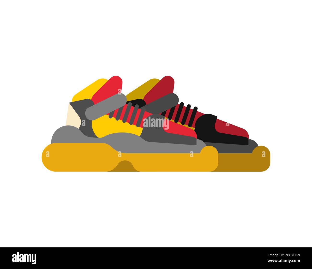 Chaussures modernes avec semelle large, isolées des baskets à la mode et solées. Illustration vectorielle de mode Illustration de Vecteur