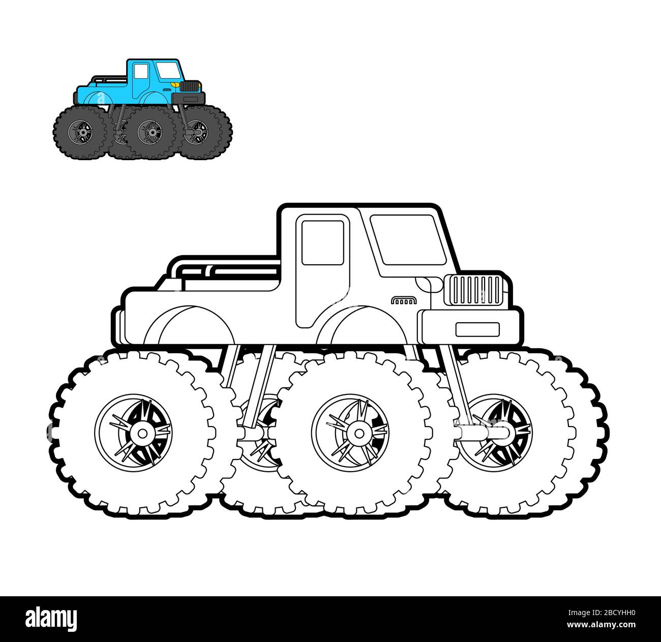 Livre de coloriage Monster Truck. Voiture sur grandes roues. Illustration vectorielle Illustration de Vecteur