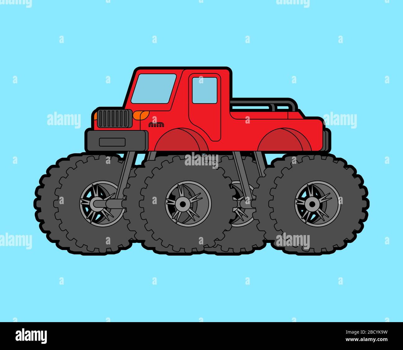 Monster Truck isolé. Voiture sur de grandes roues. Illustration vectorielle Illustration de Vecteur