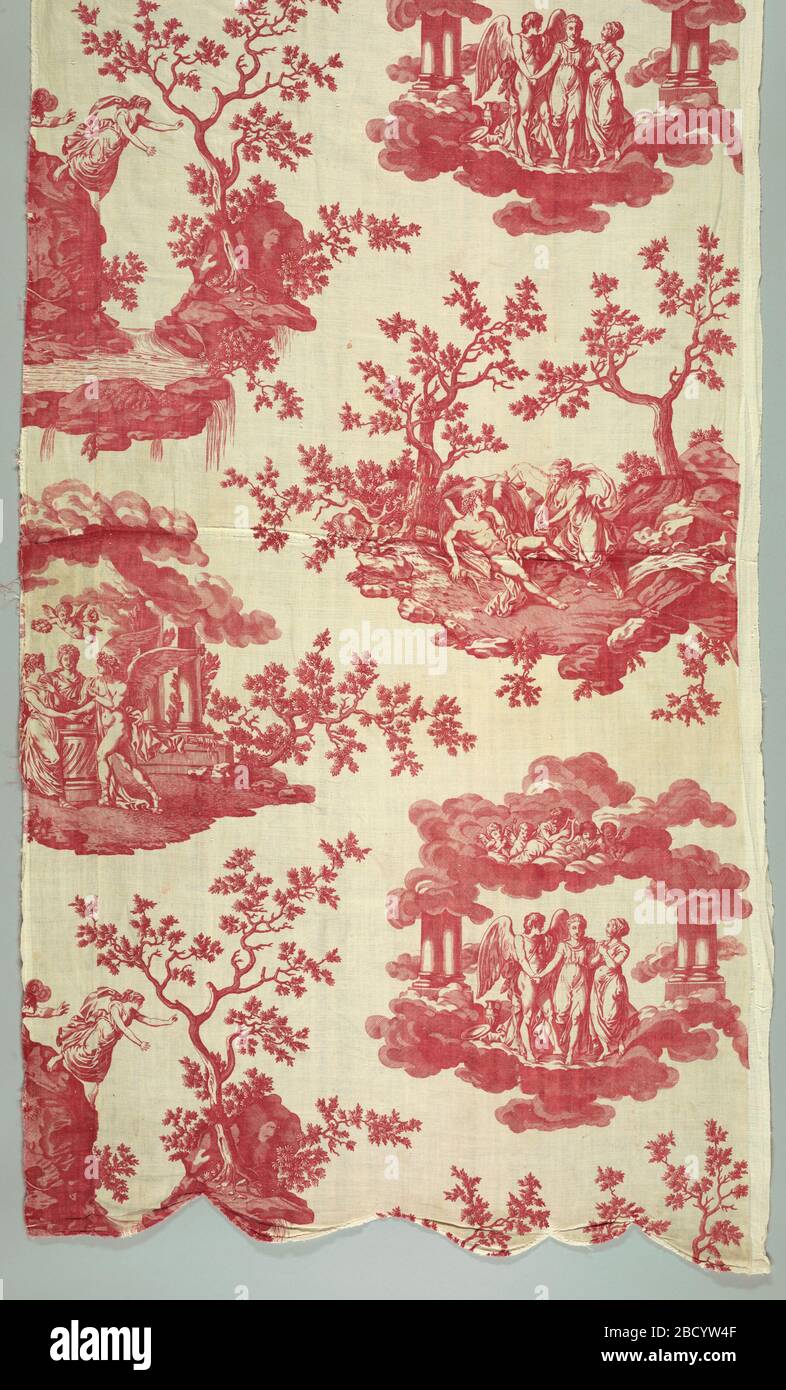 Cupid et Psyche. Recherche dans les scènes ProgressFour de l'histoire de Cupid et Psyche en rouge sur fond blanc. Chef partiel à une extrémité; autre extrémité pétondée. Cupid et Psyche Banque D'Images