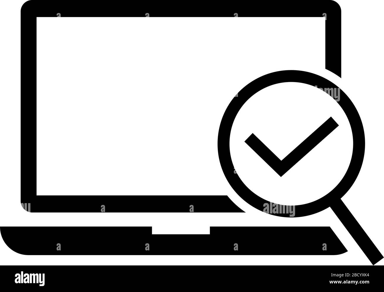 Analyse antivirus, vérification , illustration de l'icône du vecteur de recherche Illustration de Vecteur