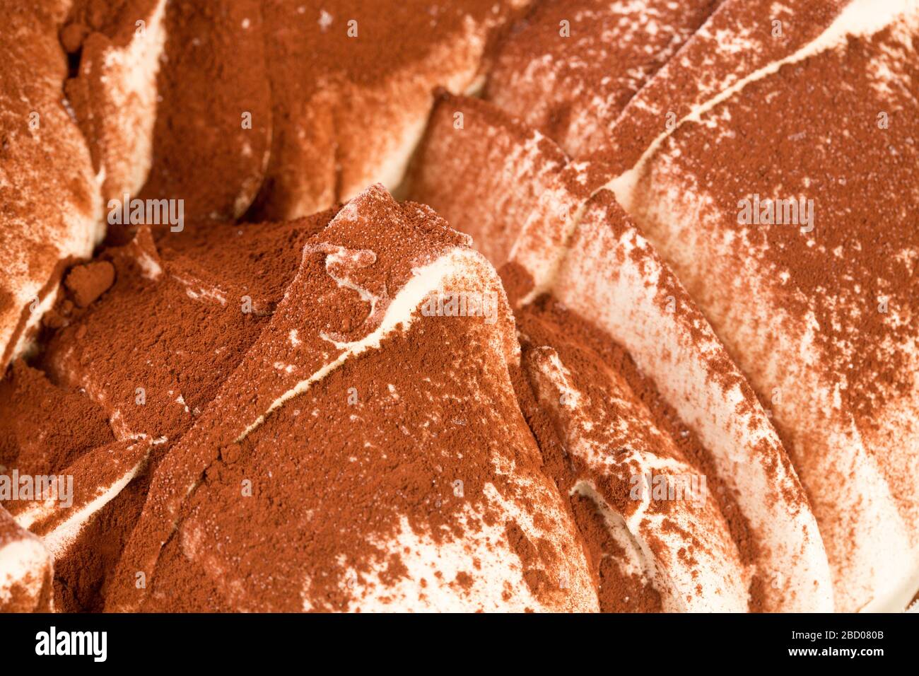 Glace au chocolat à la vanille saupoudrée de poudre de cacao. Banque D'Images