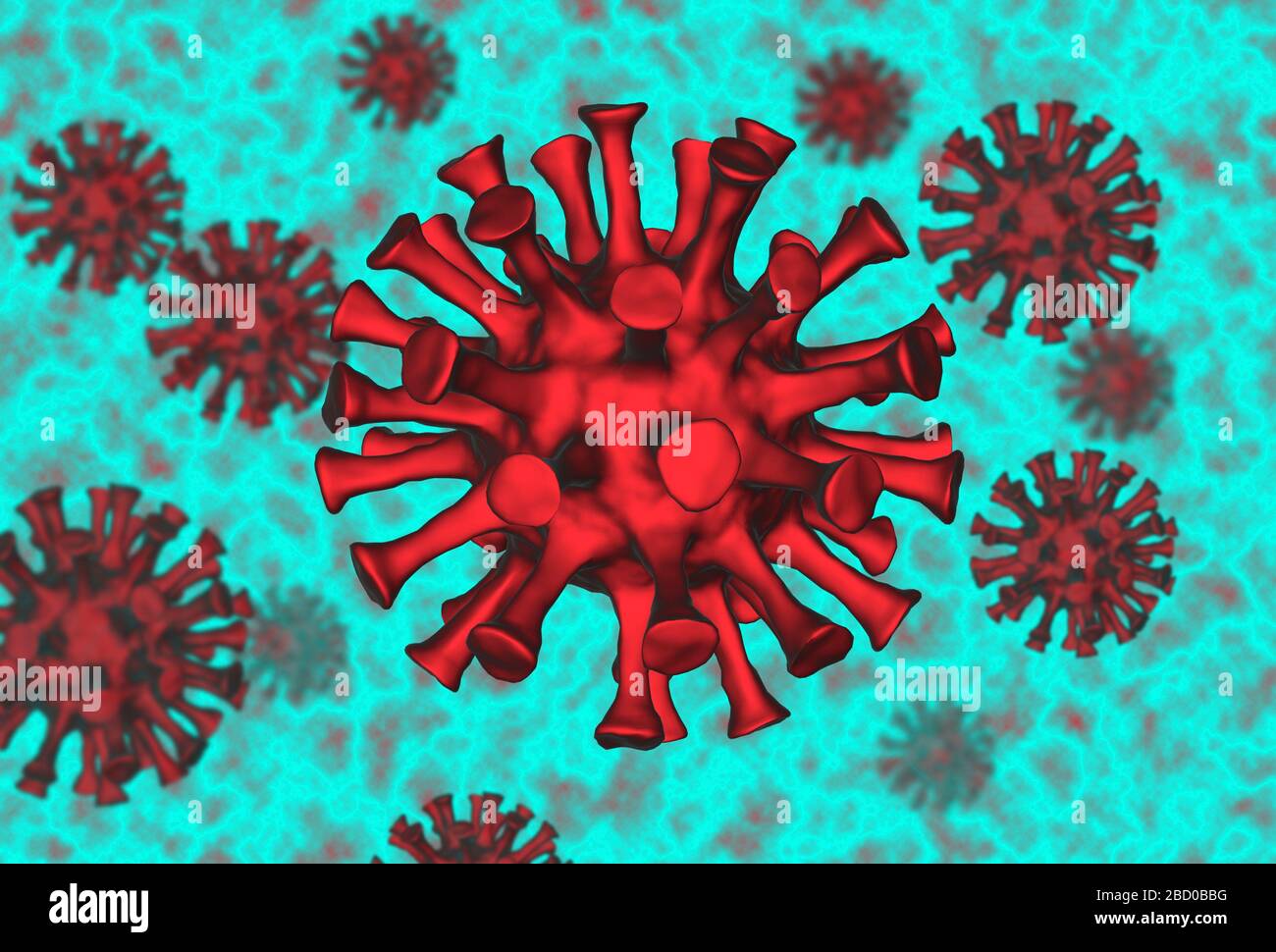 Modèle 3d d'un virus corona / agent pathogène du virus de l'ARN covid 19 sur fond coloré Banque D'Images