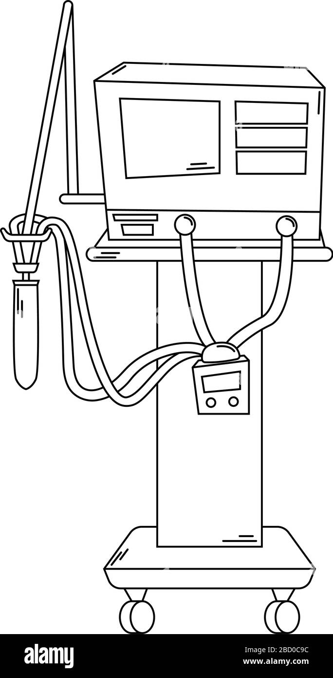 Ventilateur de l'hôpital. Combattre le coronavirus. Matériel médical. Art. Ligne Illustration de Vecteur