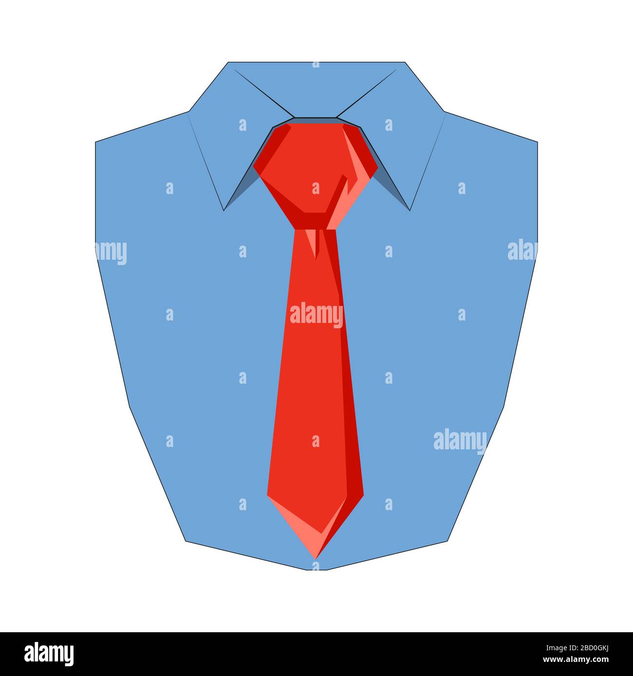 Chemise et cravate plate icône. Vue avant, illustration vectorielle de la  chemise Image Vectorielle Stock - Alamy