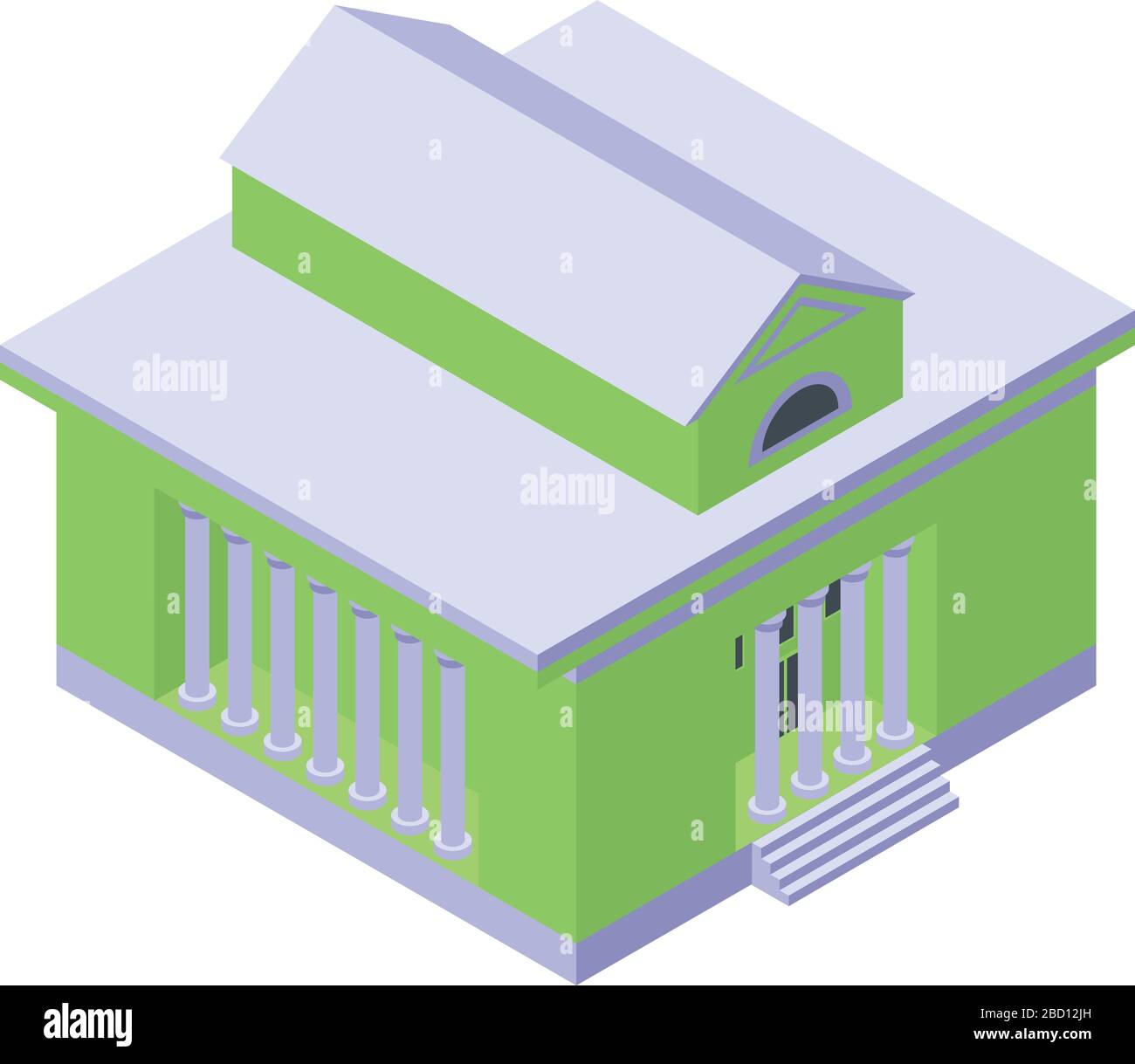 Icône du bâtiment vert du musée, style isométrique Illustration de Vecteur