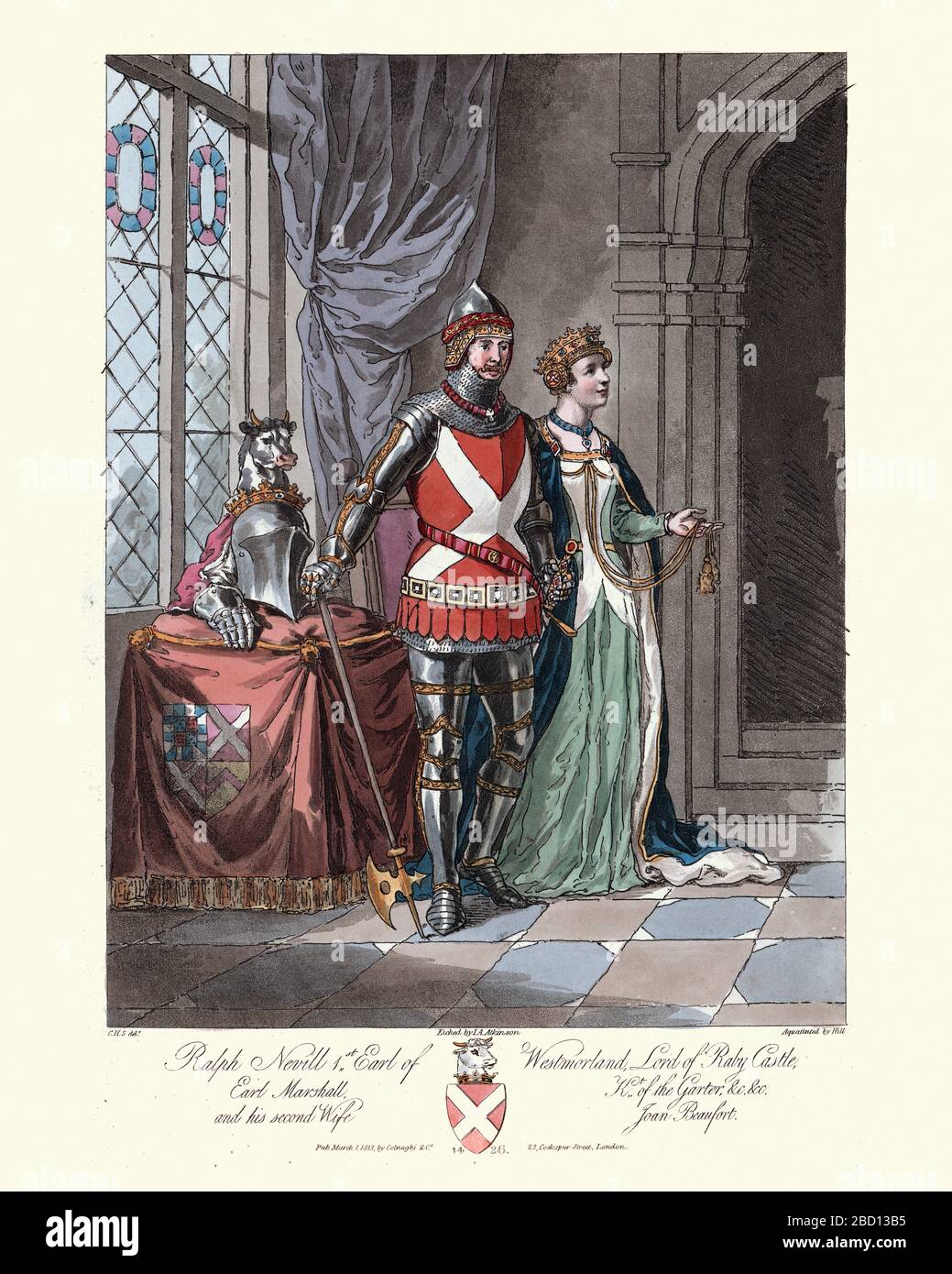 Mideival chevalier en armure et dame, Ralph Neville, premier comte de Westmorland, comte maréchal (c. 1364 – 21 octobre 1425), était un noble anglais de la H Banque D'Images