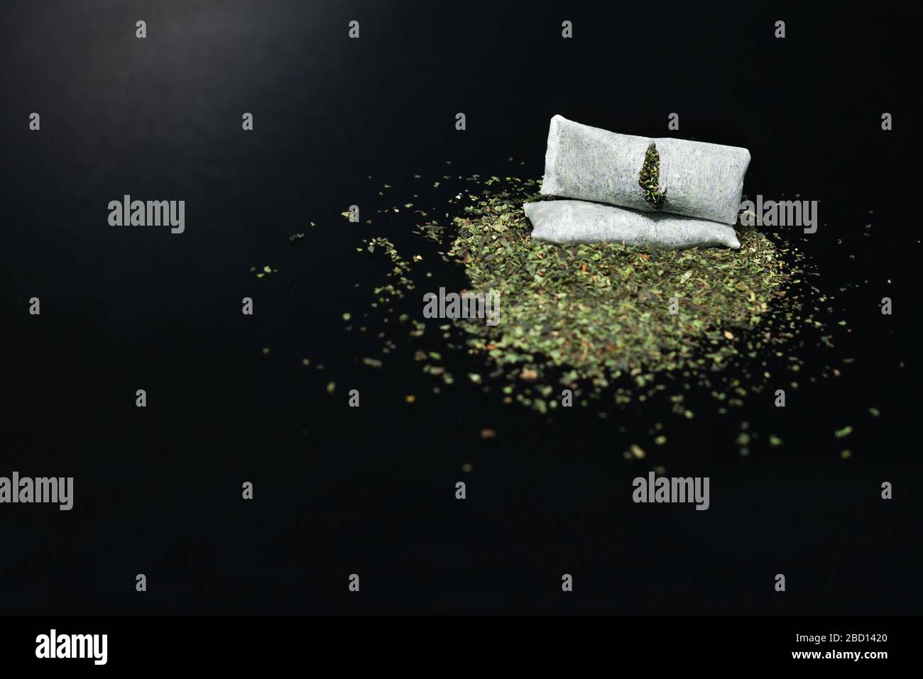 Snus suédois - poudre humidifiée râpée et tabac à mâcher. Gros plan. Produit du tabac Banque D'Images