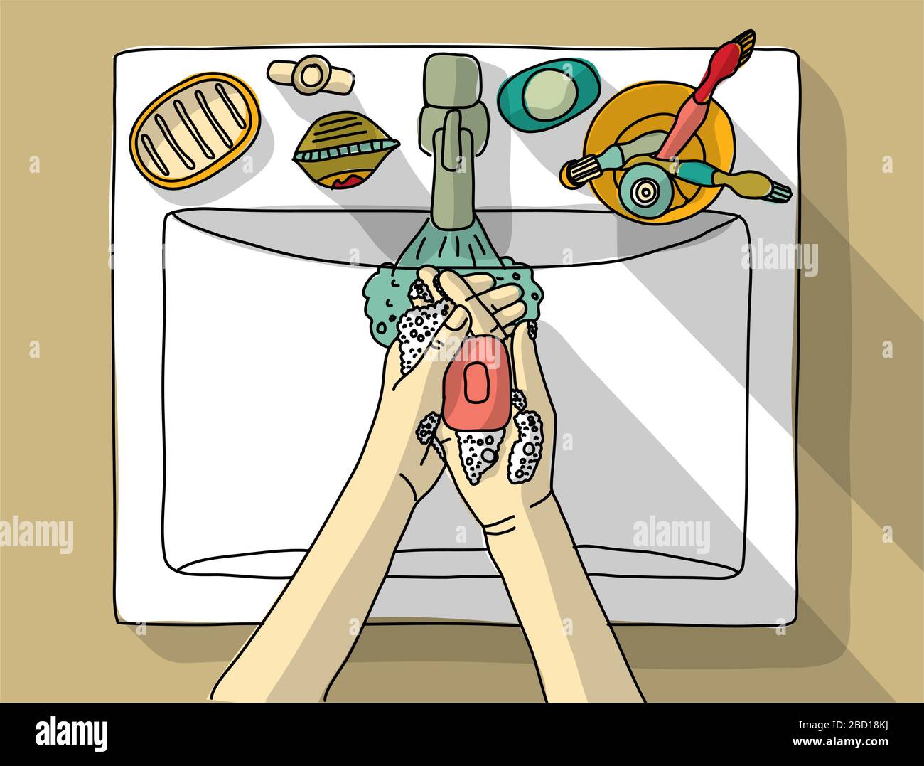 Lave-mains lavabo eau vue de dessus Illustration de Vecteur