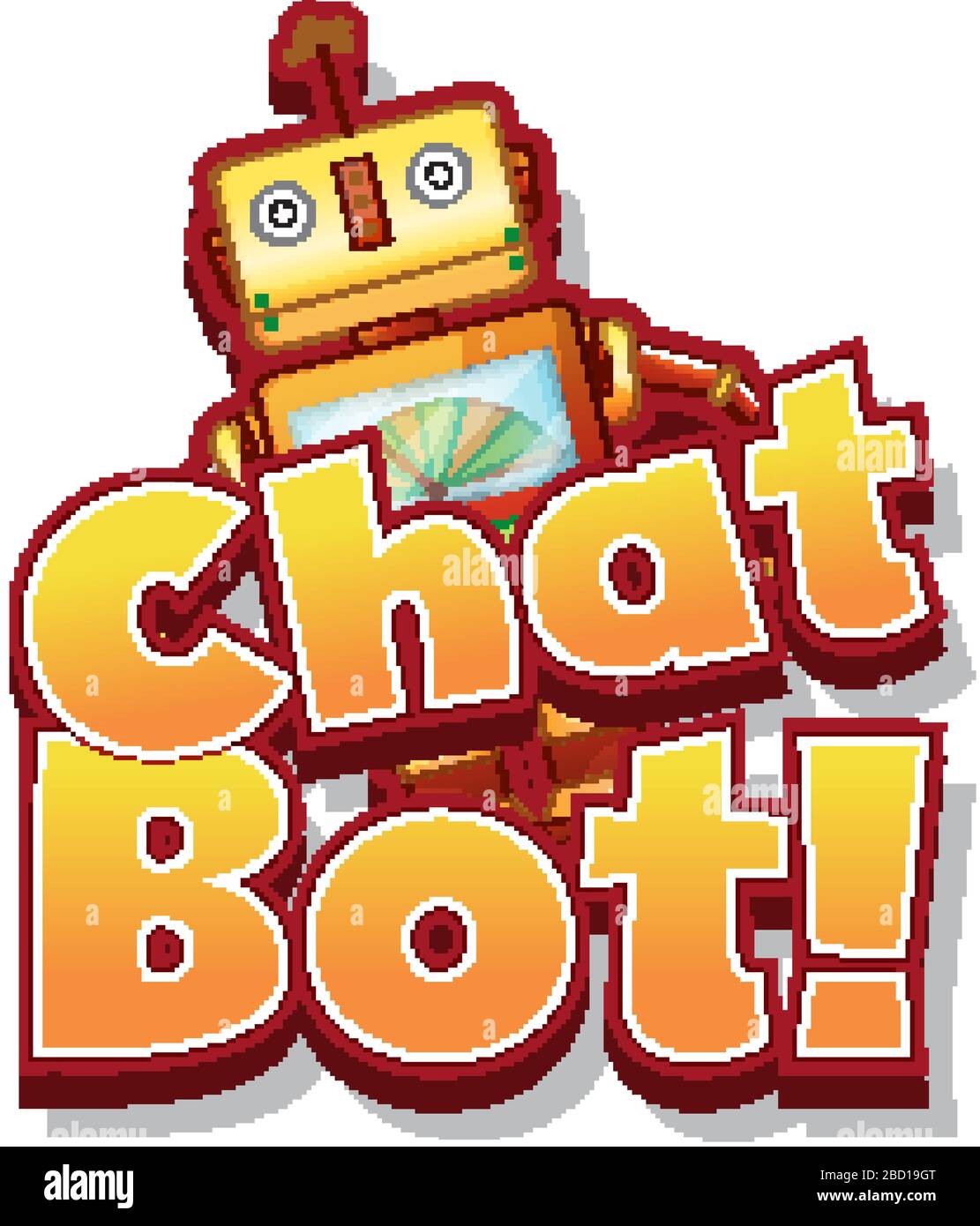 Police de caractères pour chat mot bot avec mignonne robot jouet ...