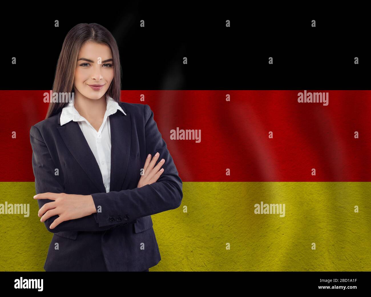 Jeune femme prête pour les affaires ou apprendre la langue Banque D'Images