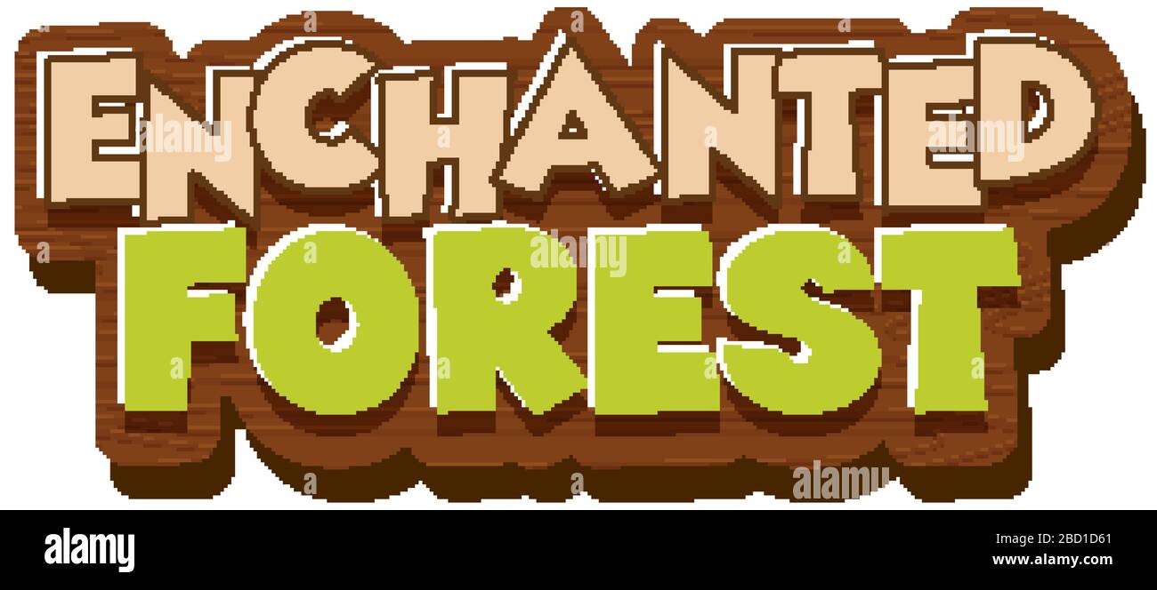 Police de caractères pour le mot forêt enchantée sur fond blanc illustration Illustration de Vecteur