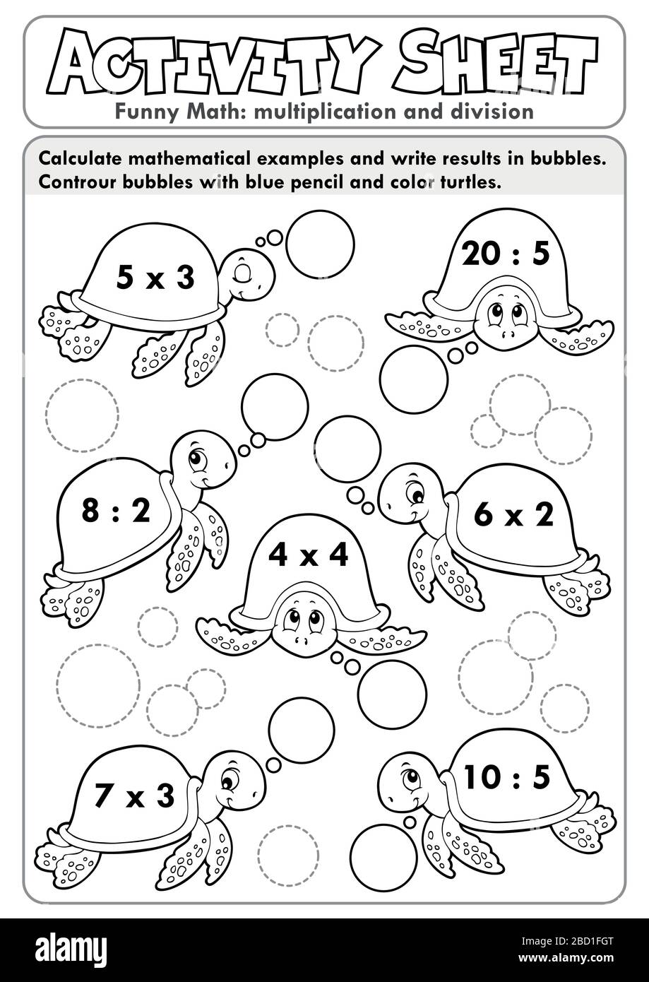 Feuille D Activite Theme Mathematique 8 Eps10 Illustration Vectorielle Image Vectorielle Stock Alamy