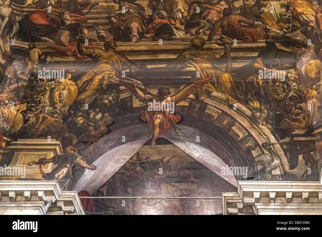 Le plafond de Chiesa di San Pantalon, englouti dans une vaste trompe l'oeil fresque par Giantonio Fumiani, peint en 1704, Veniice, Italie Banque D'Images