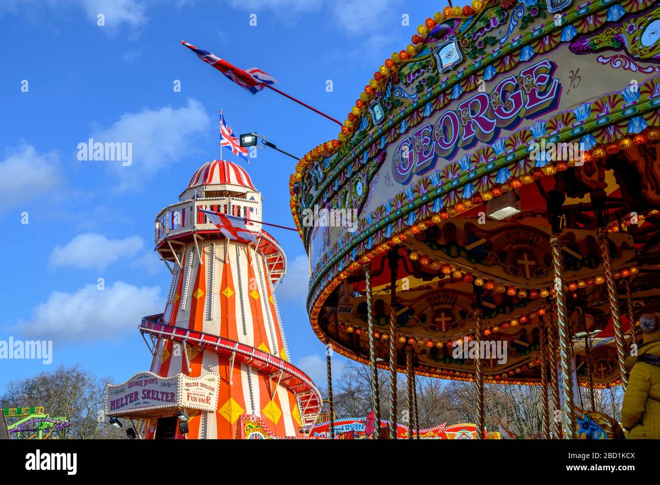 Vue sur la promenade en squelettes d'hélices, Winter Wonderland Christmas Fair, Hyde Park, Londres, Angleterre, Royaume-Uni, Europe Banque D'Images
