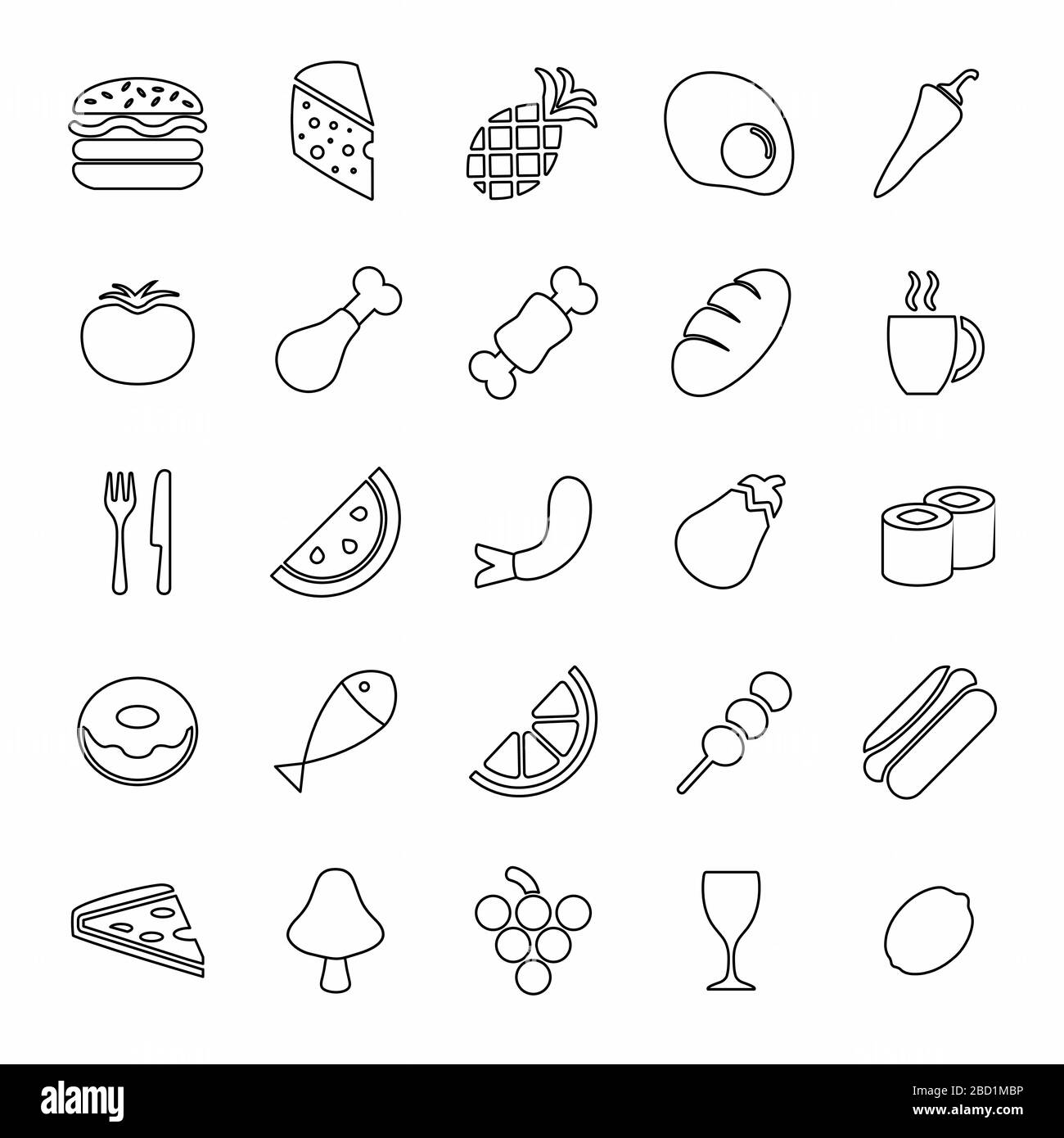 Food icon set Illustration de Vecteur