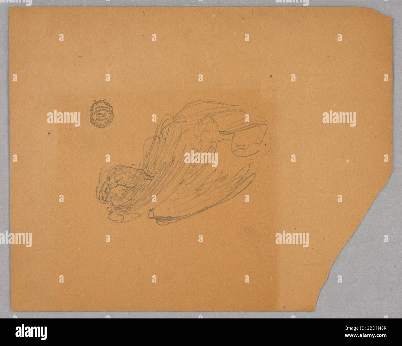 Esquisse d'un Ange. Recherche dans ProgressAngel pétreling, avec les bras repliés pour couvrir le visage, qui est dirigé vers le bas. Esquisse d'un Ange Banque D'Images