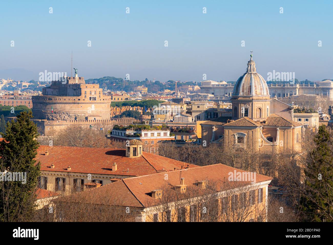 Castel Sant'Angelo, site classé au patrimoine mondial de l'UNESCO, vu de la colline de Gianicolo, Rome, Lazio, Italie, Europe Banque D'Images