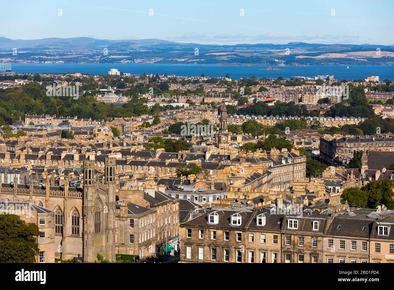 Vue panoramique sur New Town et Firth of Forth, Edimbourg, Ecosse, Royaume-Uni, Europe Banque D'Images