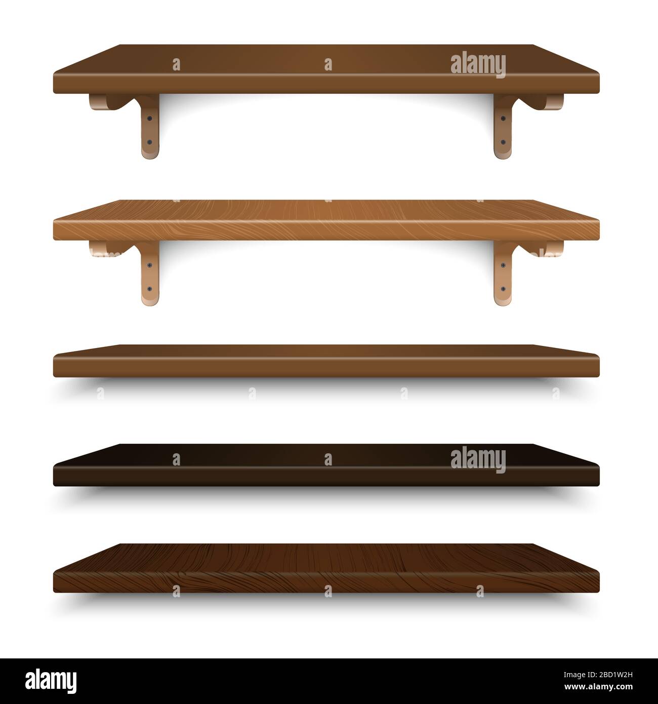 Jeu d'étagères en bois, groupe mural Illustration de Vecteur