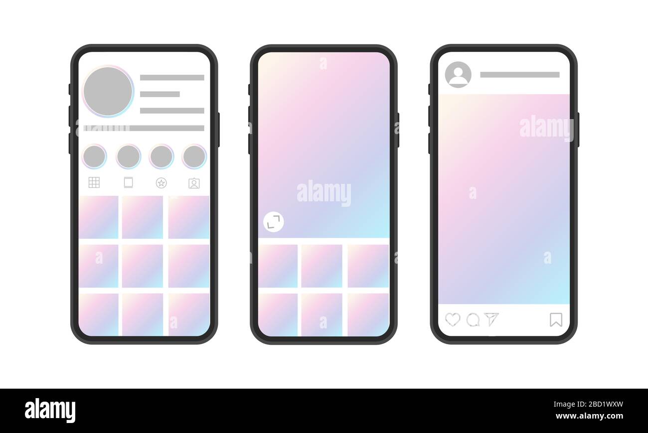 Nouveau réseau social Mock up. Modèle mobile de site Web. Maquette mobile à plat. Application d'interface de réseau social. Application vecteur. Illustration de Vecteur