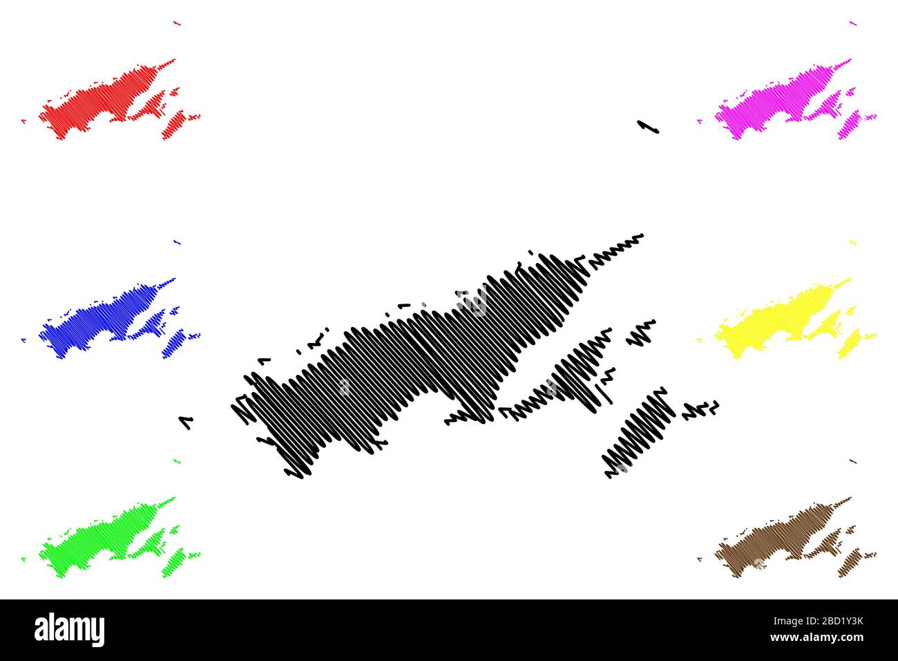 Illustration vectorielle de la carte de la Division du Nord (République des Fidji, Mélanésie), esquisse de galets carte de l'île de Vanua Levu Illustration de Vecteur