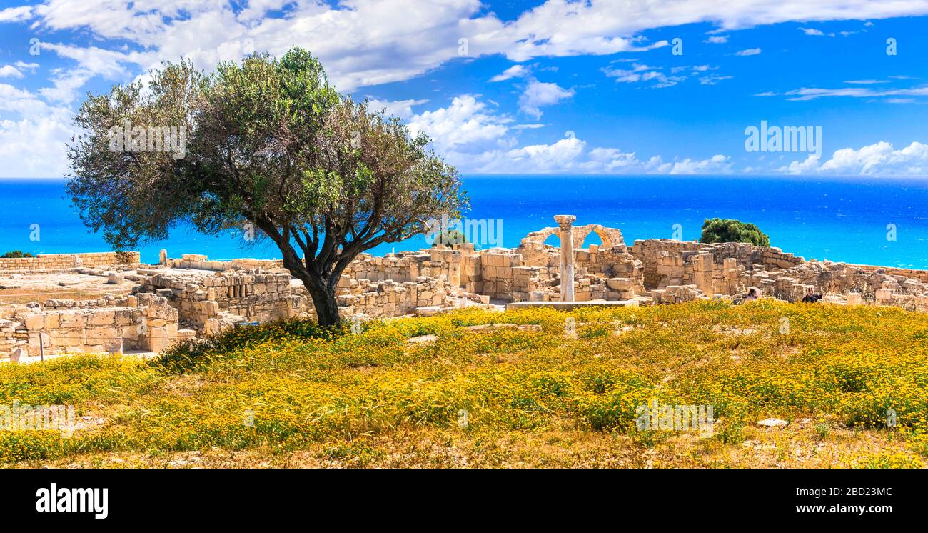 Ancienne ruine du site archéologique de Kourion, île de Chypre. Banque D'Images