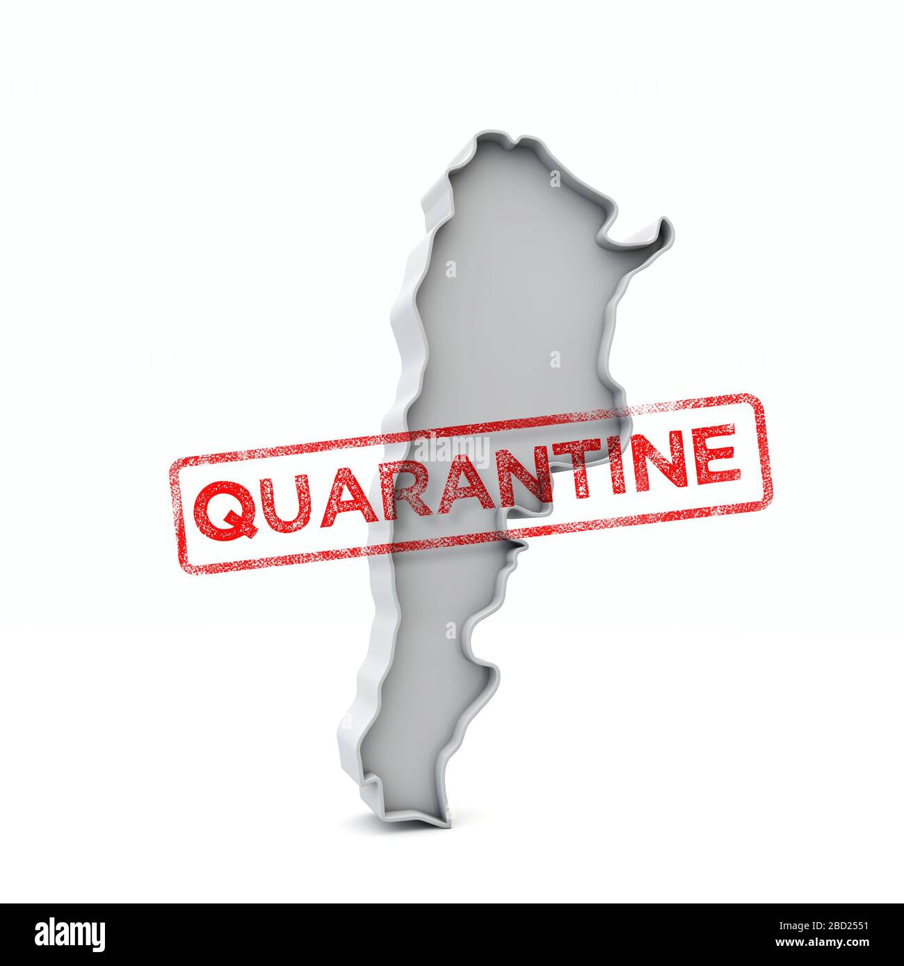 Argentine carte tridimensionnelle simple avec tampon de quantine rouge. Rendu 3D Banque D'Images