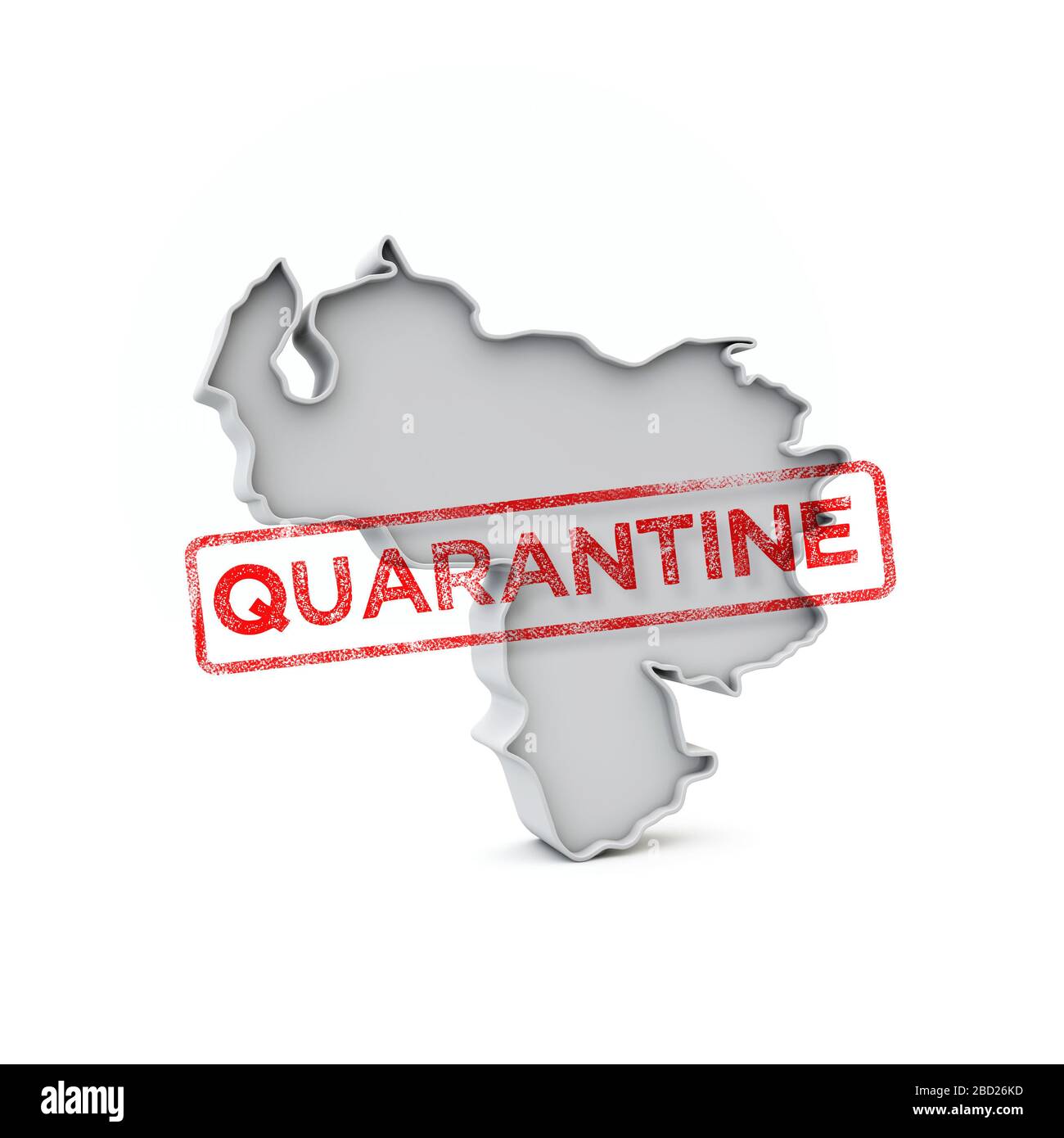 Venezuela carte tridimensionnelle simple avec tampon de quantine rouge. Rendu 3D Banque D'Images