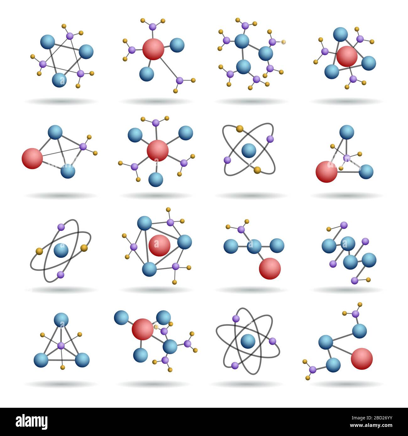 Structures de molécules tridimensionnelles colorées Illustration de Vecteur