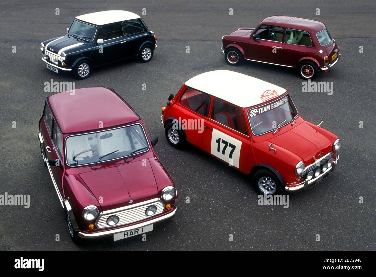 Groupe de mini-Rover. John Cooper 1.3 si, Radford Mini de Ville , Broadspeed Austin Cooper S et Wood & Pickett Mini 1996 Banque D'Images