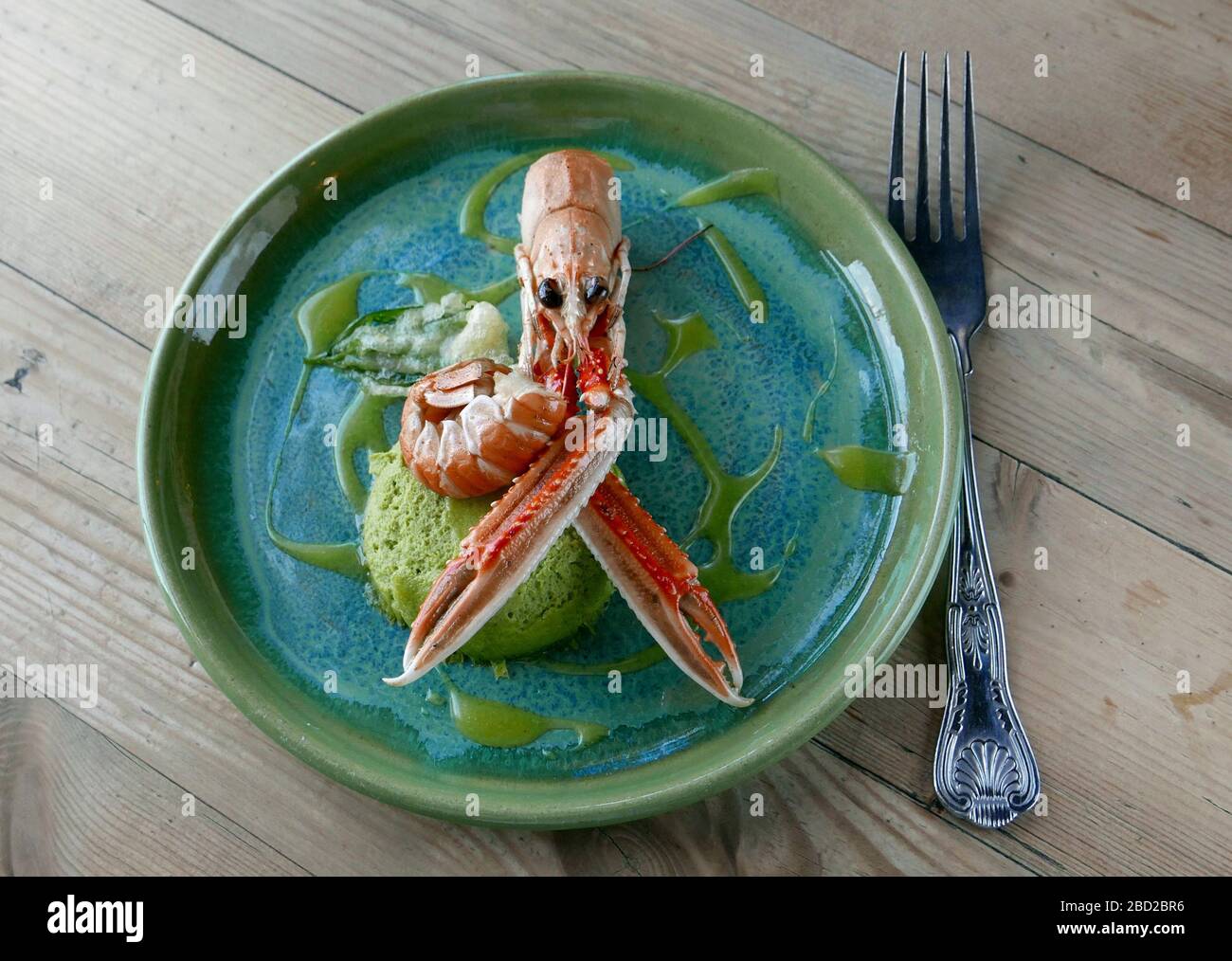 Entrée langoustine au restaurant du Goods Shed, Canterbury Banque D'Images