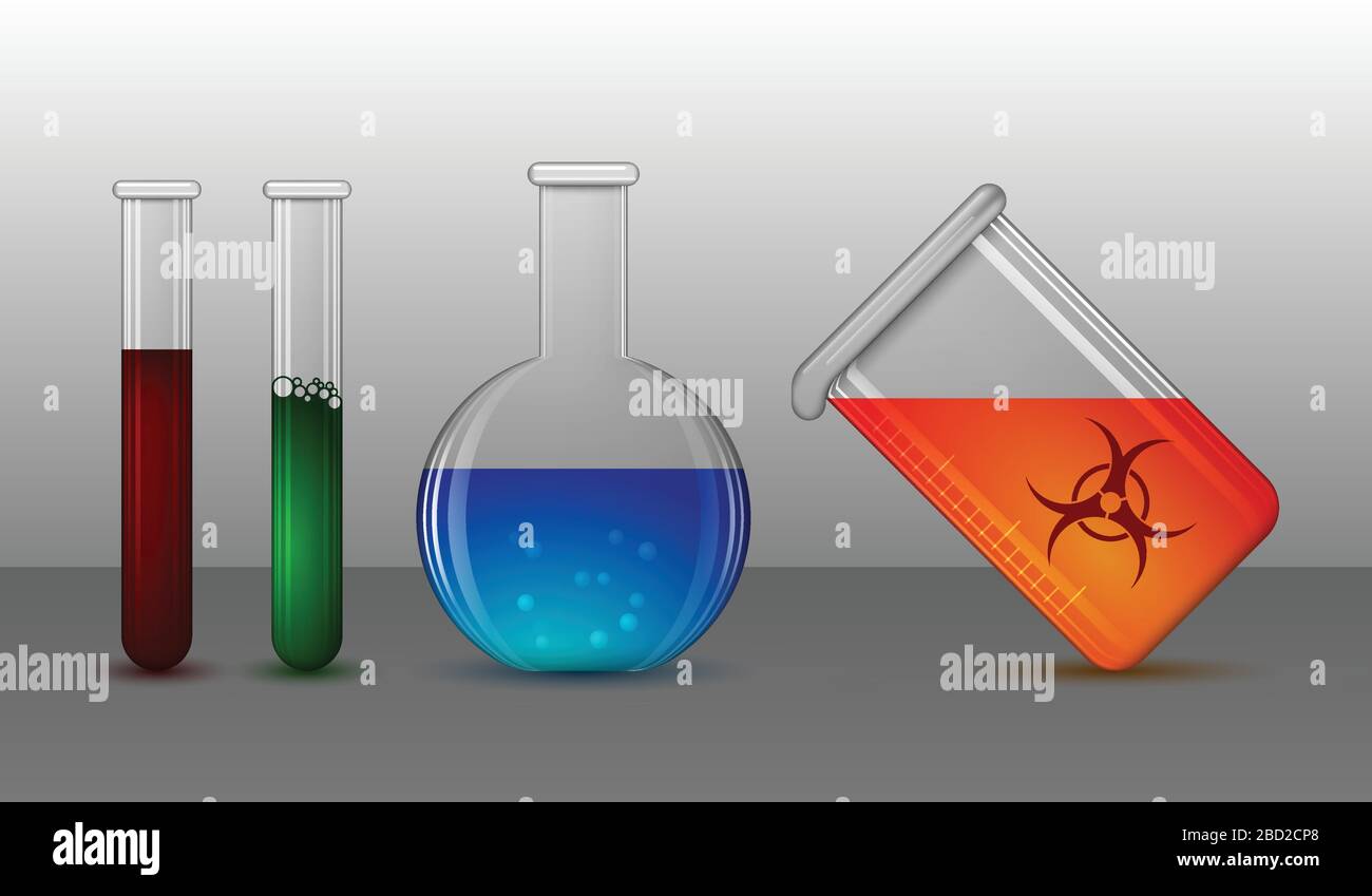 Kit de flacons pour tests de laboratoire chimiques et médicaux. Banque D'Images