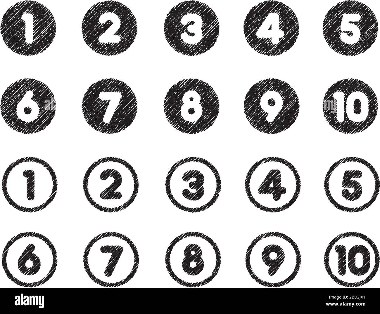 jeu d'icônes de numéro de craie (de 1 à 10) Illustration de Vecteur
