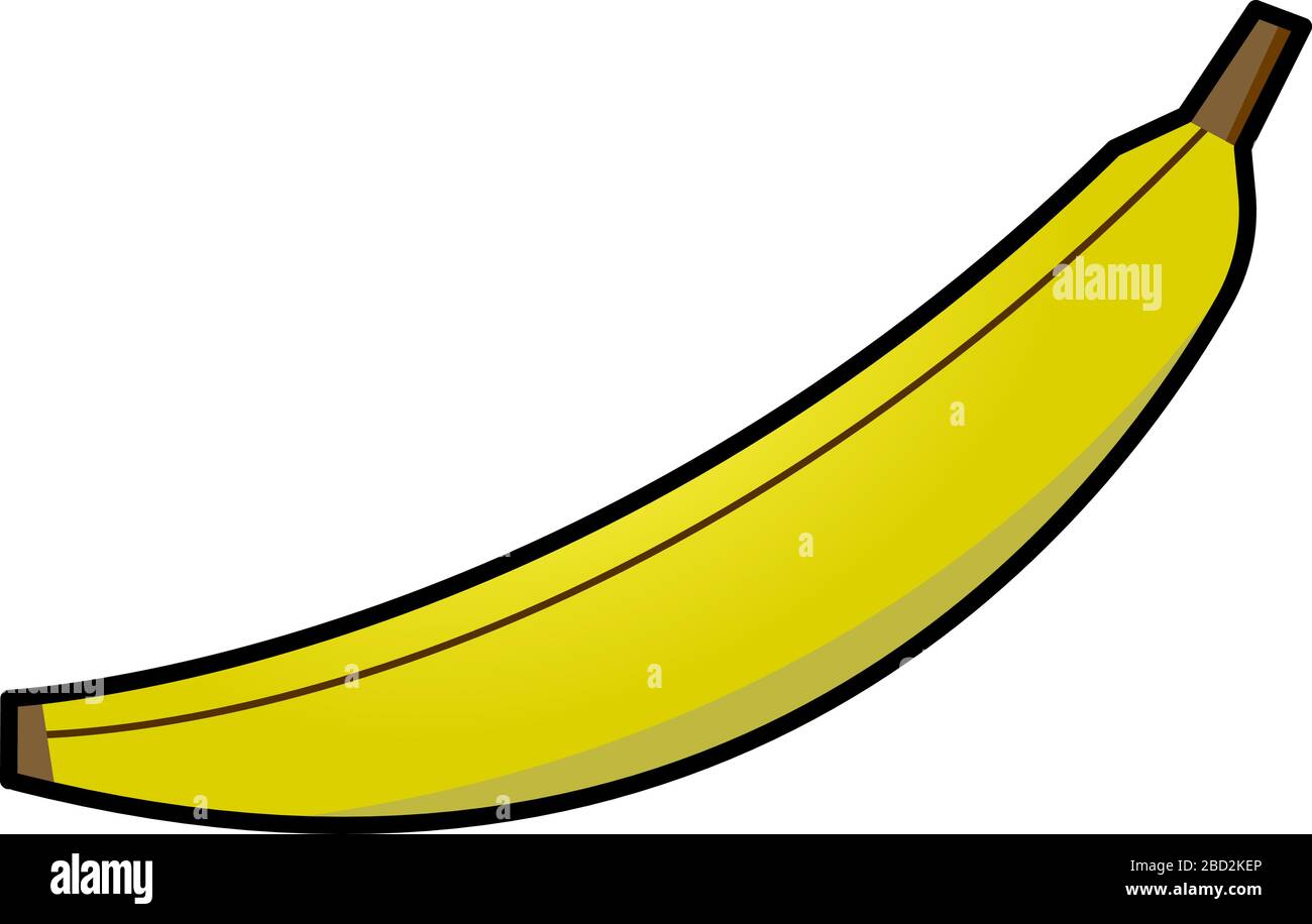 Conception vectorielle simple d'une banane jaune avec contour noir. Tous les calques inclus. Illustration de Vecteur