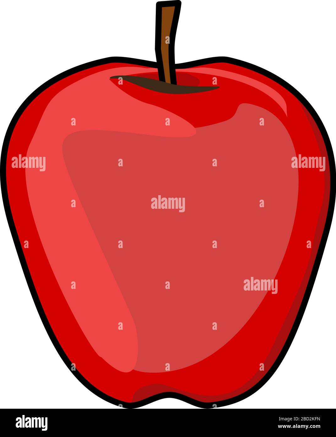 Conception vectorielle simple d'une pomme rouge avec contour noir. Tous les calques inclus. Illustration de Vecteur