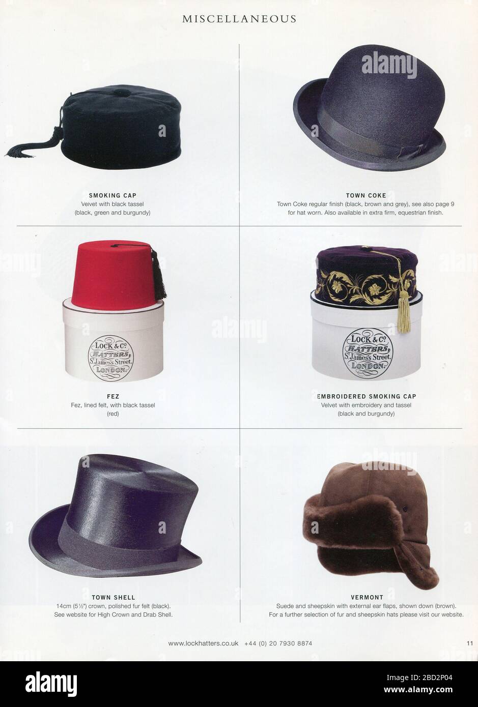 Catalogue Hats J. Lock & Co., publié pour la première fois au Royaume-Uni. Banque D'Images