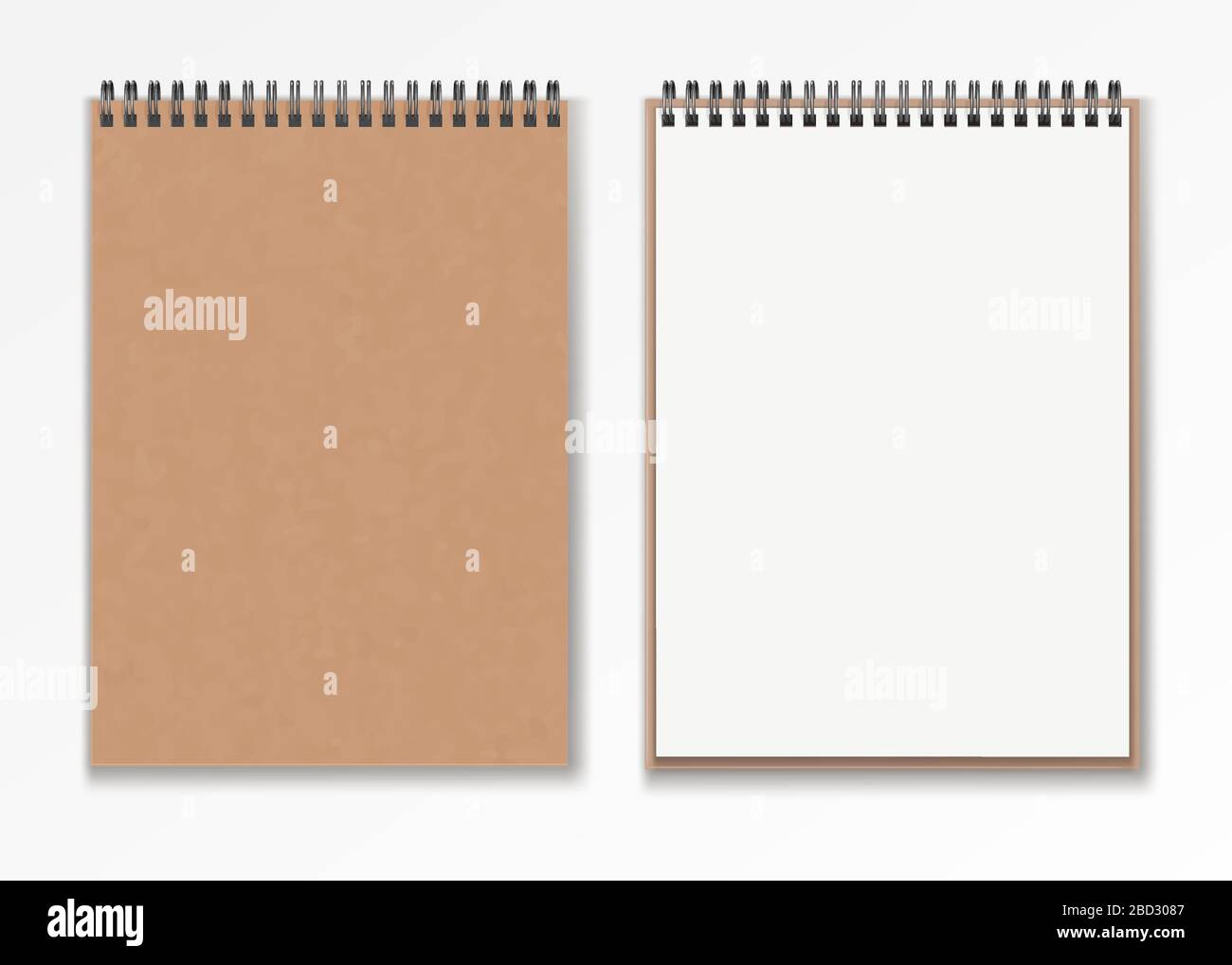 Réaliste Blanc vertical fermé réaliste Bloc-notes spirale configuration de maquette . Illustration de Vecteur