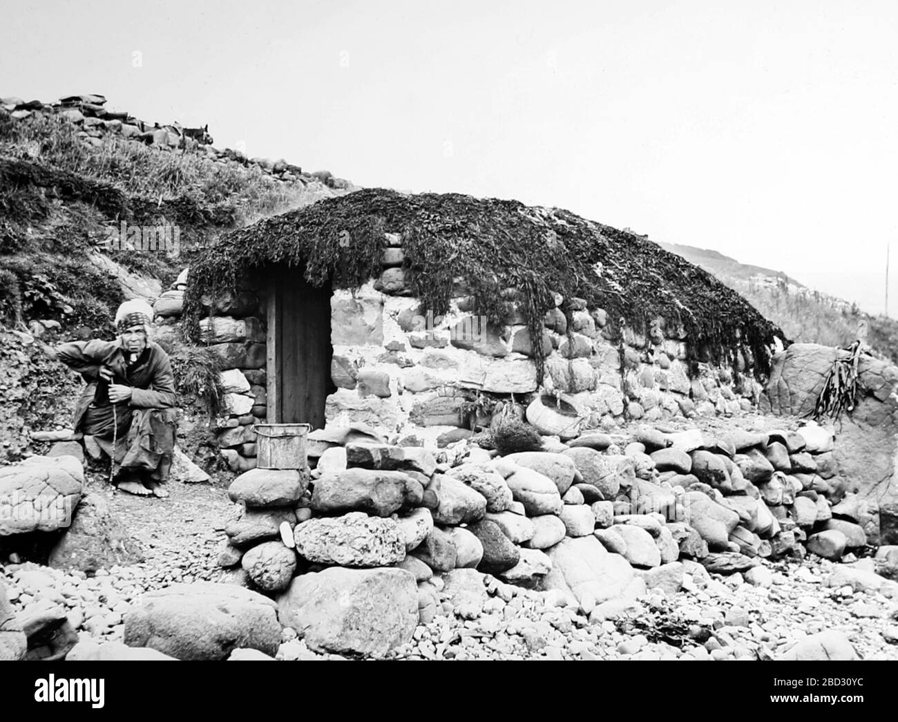 Une humble demeure, les îles occidentales ou les Highlands d'Écosse, époque victorienne Banque D'Images