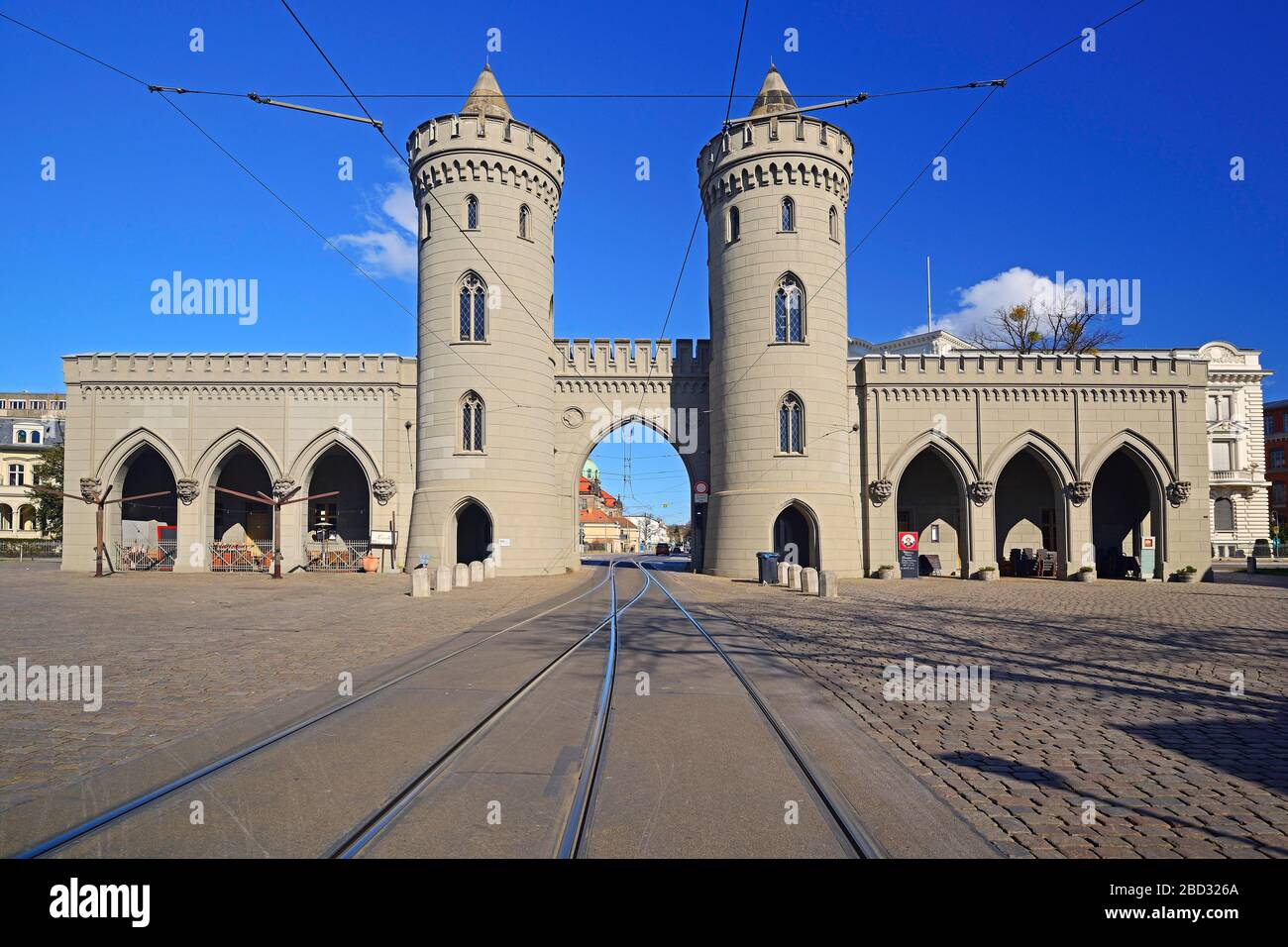 Vue sur la porte du Nauener dans le centre-ville, Potsdam, Brandebourg, Allemagne Banque D'Images