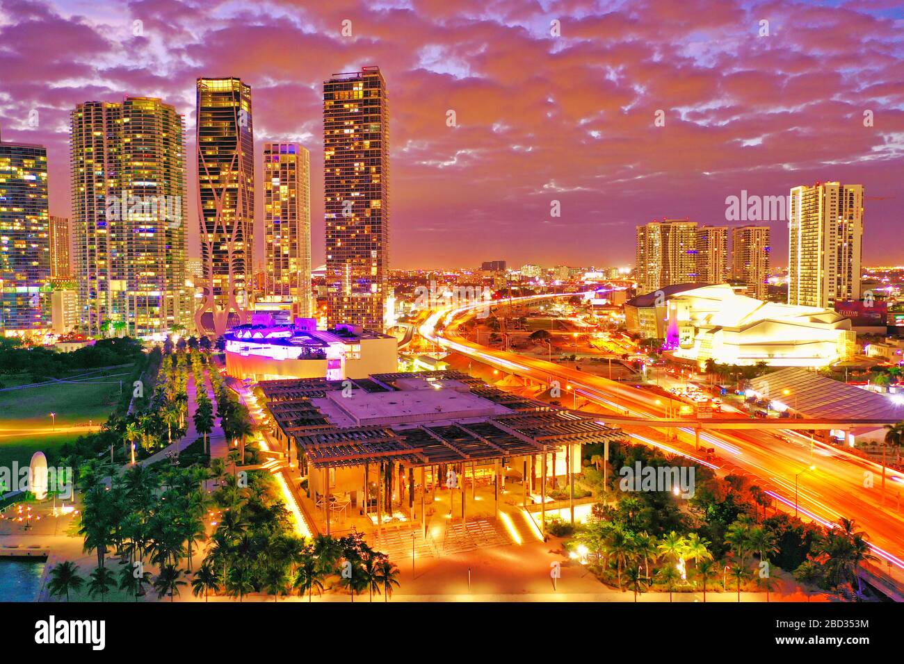Centre-ville de Miami et paysage urbain de Brickell Banque D'Images