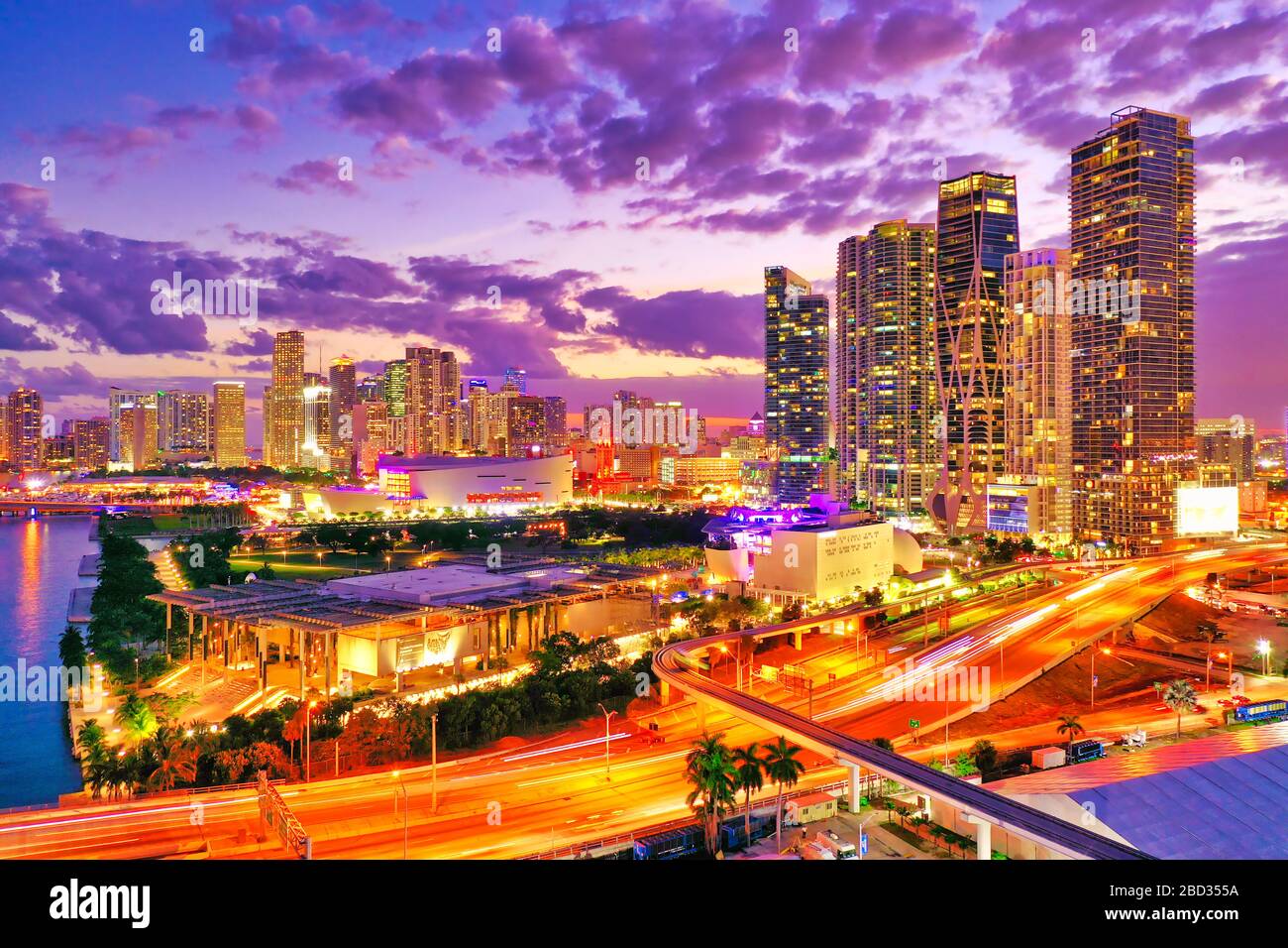 Centre-ville de Miami et paysage urbain de Brickell Banque D'Images