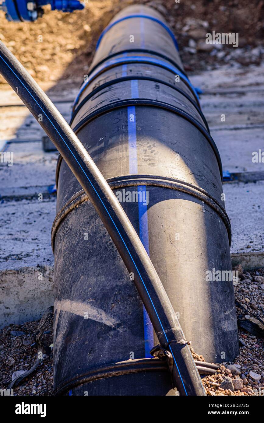 Tuyau en polyéthylène pour la distribution de l'eau d'irrigation Banque D'Images