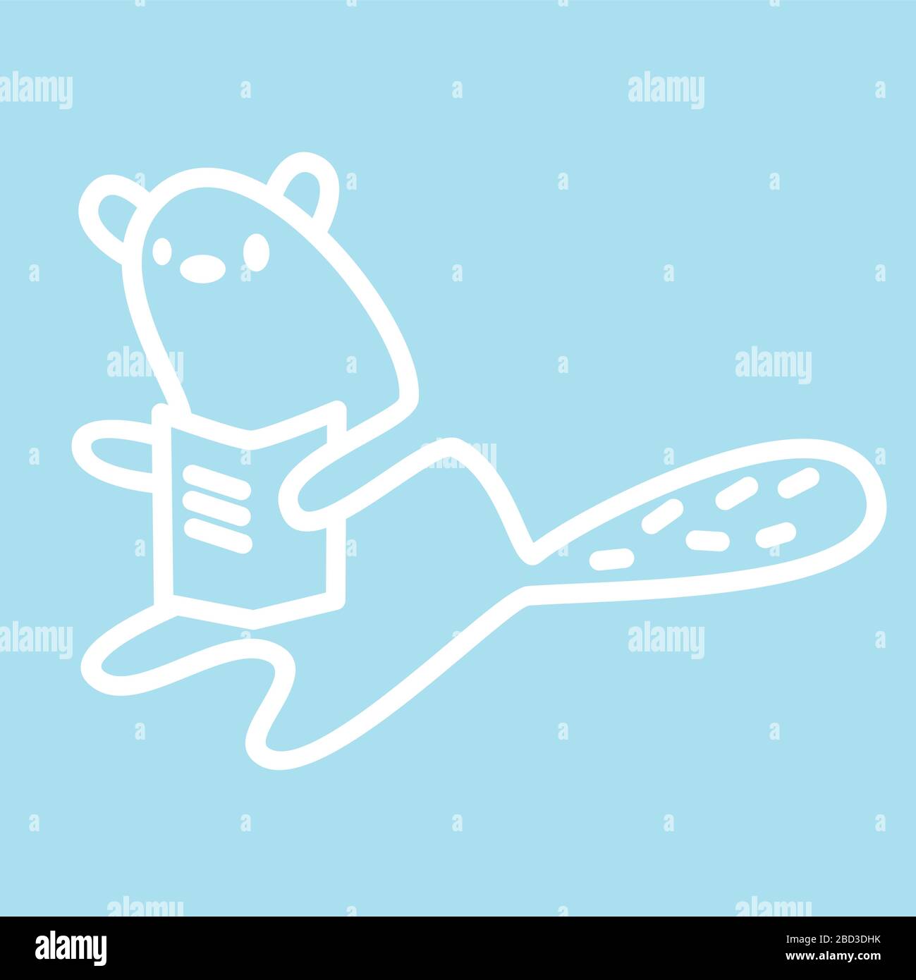 Le joli personnage d'animal kawaii est en train de lire un livre. Modèle drôle de motif castor ou chat logo. Symbole pour le Web et l'impression. Illustration linéaire animale dans Illustration de Vecteur