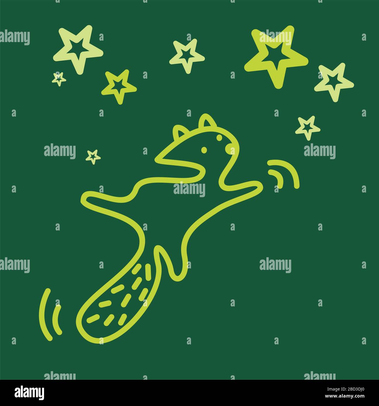 Le joli personnage d'animal kawaii vole aux étoiles. Modèle drôle de motif castor ou chat logo. Fond vert foncé. Préscolaire linéaire animal Illustration de Vecteur Le joli personnage d'animal kawaii vole aux étoiles. Modèle drôle de motif castor ou chat logo. Fond vert foncé. Préscolaire linéaire animal Illustration de Vecteur