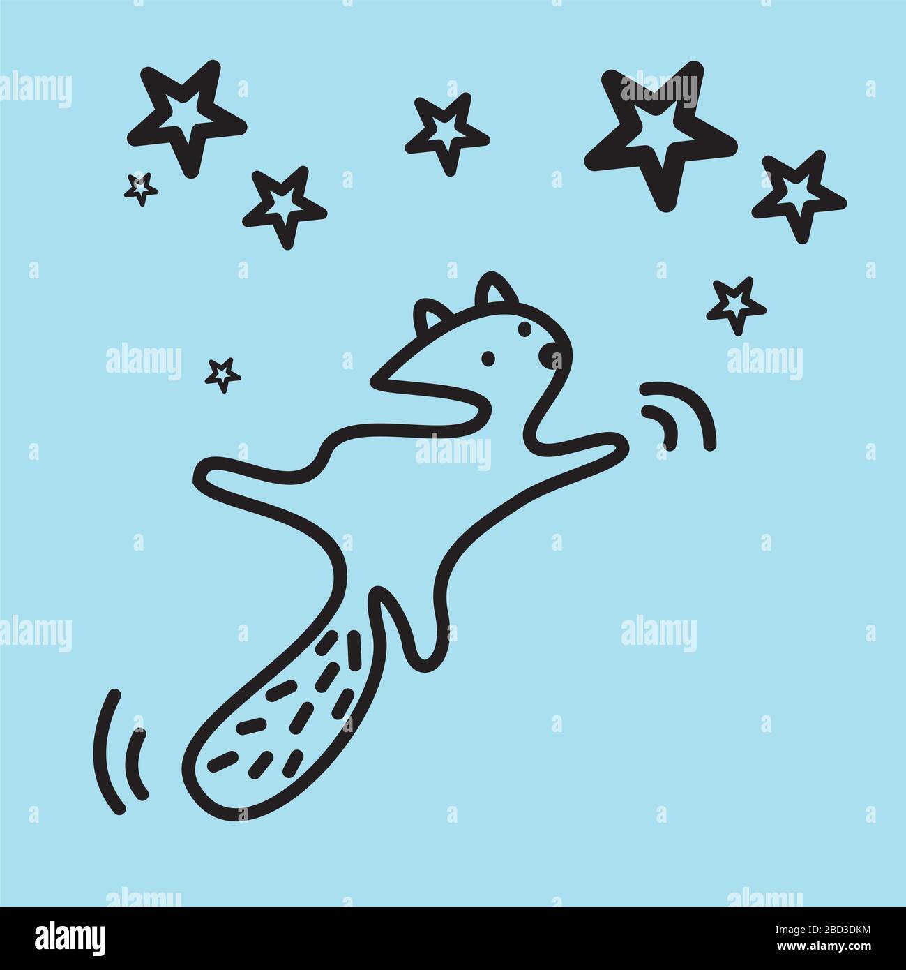Le joli personnage d'animal kawaii vole aux étoiles. Modèle drôle de motif castor ou chat logo. Fond bleu. Illustration maternelle linéaire animale Illustration de Vecteur Le joli personnage d'animal kawaii vole aux étoiles. Modèle drôle de motif castor ou chat logo. Fond bleu. Illustration maternelle linéaire animale Illustration de Vecteur