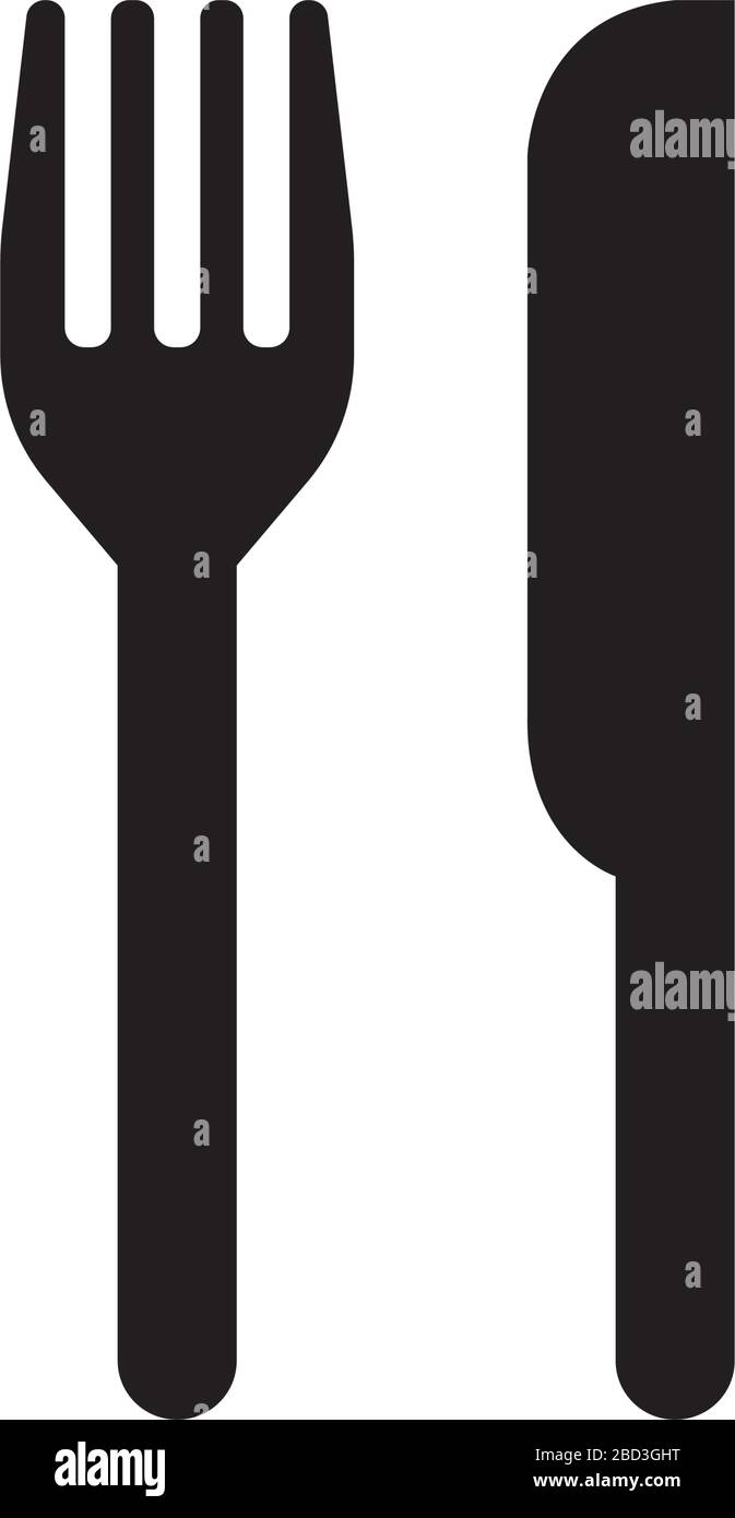 Couteau et fourchette , restaurant, icône dîner / symbole d'information publique Illustration de Vecteur